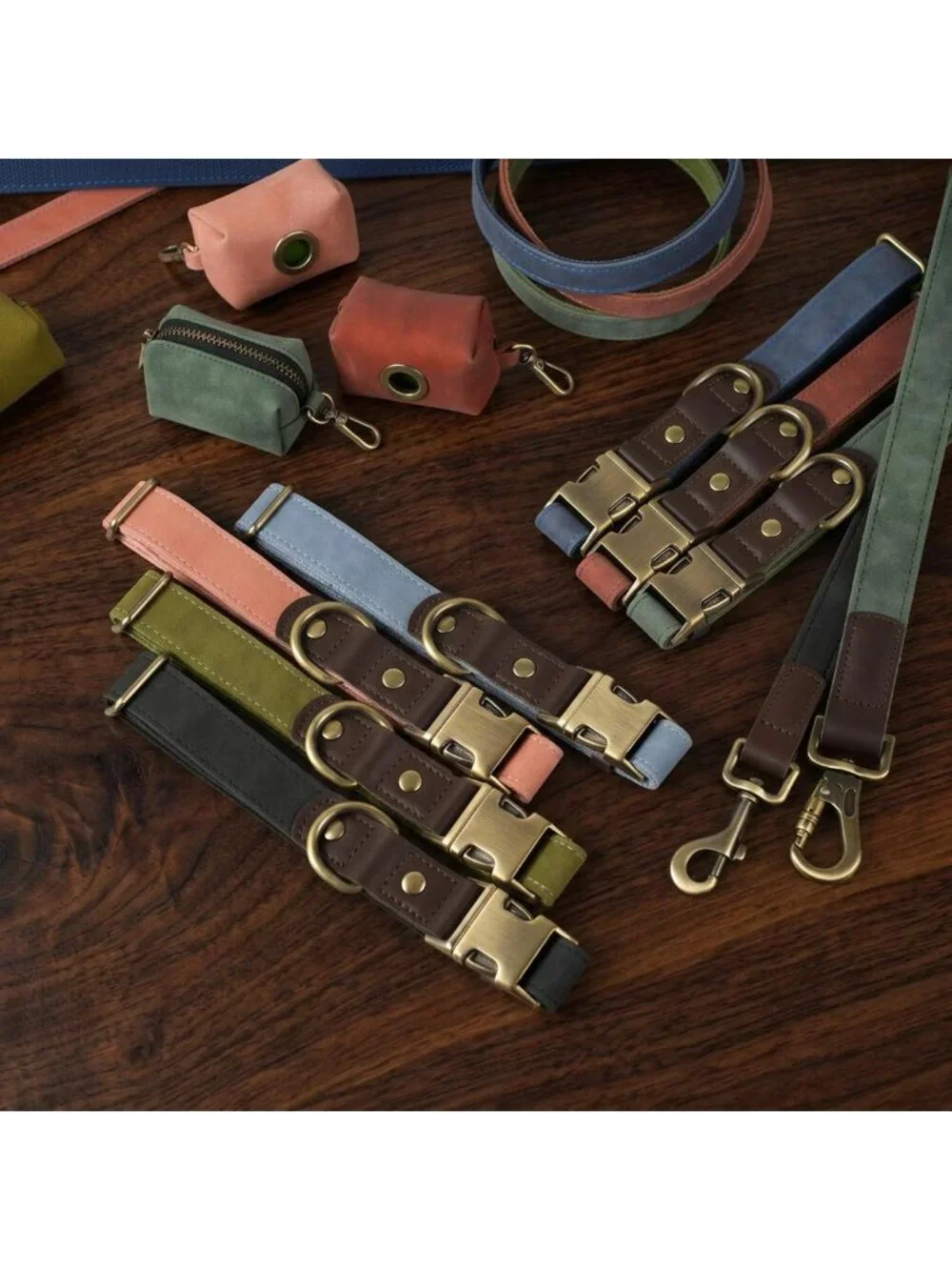 Stylish PU Leather Dog Collar for Large Dogs, Soft Nylon Lining, Brown Color